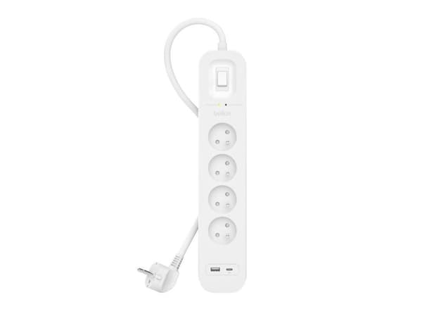 Belkin Power Strip SurgePlus Surge Protector 4xFR 1xUSB-A 1xUSB-C 525J 2M
