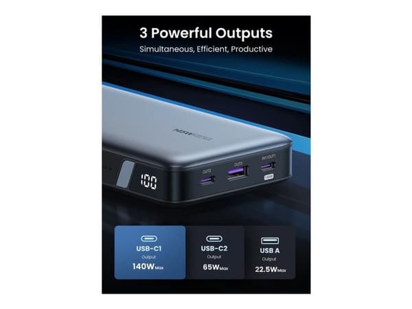 Ugreen 90597A, 25000 mAh, 5 V, Grå