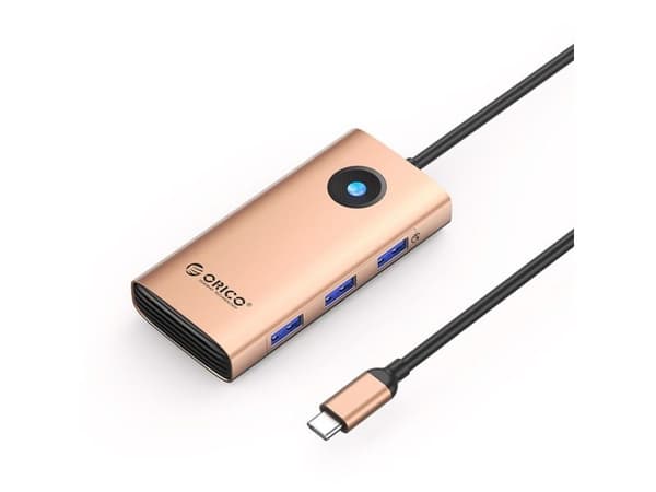 Orico USB-C dokkingstasjon PW11 6-i-1 (rosa/gull)
