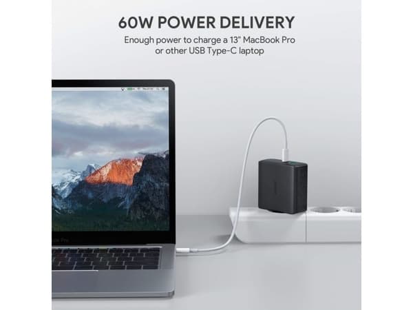 PA-D3 nätladdare 2xUSB PD 60W 5,4A (USB-A + USB-C)
