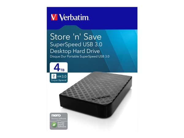 Verbatim Store 'n' Save - Hårddisk - 4 TB - extern (desktop) - USB 3.0 - svart