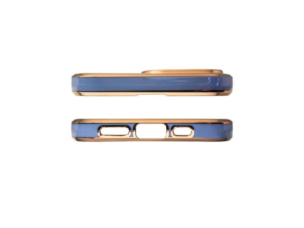 Lighting Color Case-deksel til iPhone 12 Pro Max, geldeksel med gullramme, blå