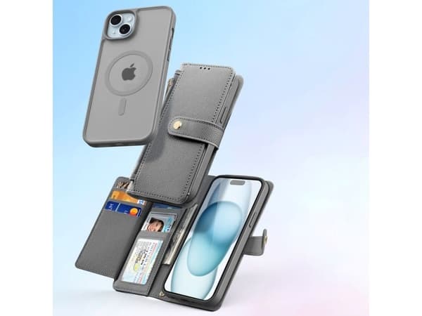 Dux Ducis Lawa läderfodral till iPhone 15 - Grå