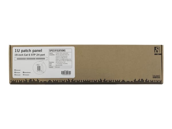 DELTACO PAN-201 - Patch-panel - rackmontering - CAT 6 - STP - RJ-45 X 24 - svart - 1U - 19"