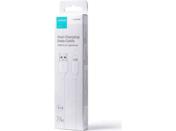 Joyroom laddnings-/datakabel USB - Lightning 2,4A 1m vit (S-UL012A9)