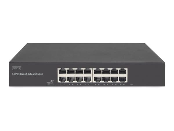 DIGITUS - Switch - ohanterad - 16 x 10/100/1000Base-T - rackmonterbar, skrivbordsmodell