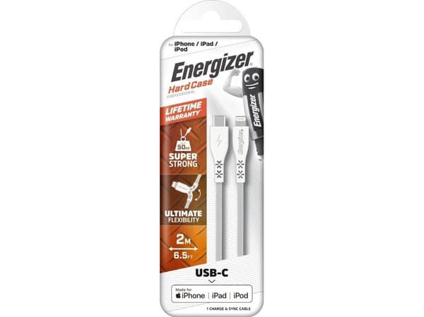 Energizer USB-C till Lightning-kabel 2 m, vit (C411LKWH)