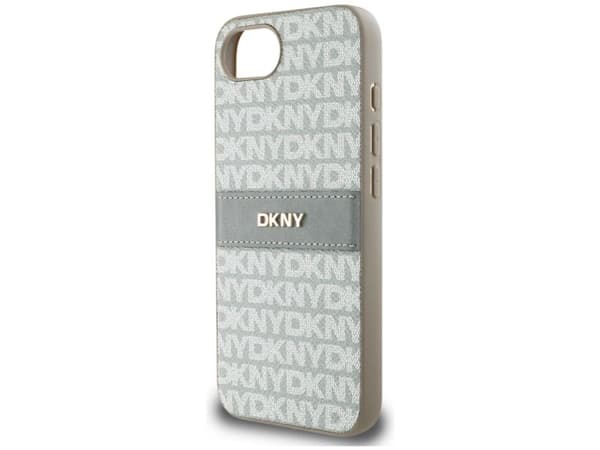 DKNY mobilskal Repeat Texture Pattern med ton-i-ton rand för iPhone 16e beige