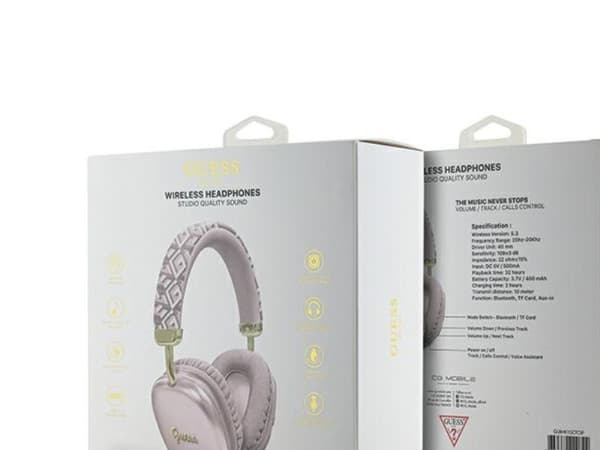 Guess GCube Metallic Script Logo-hodetelefoner - Pink