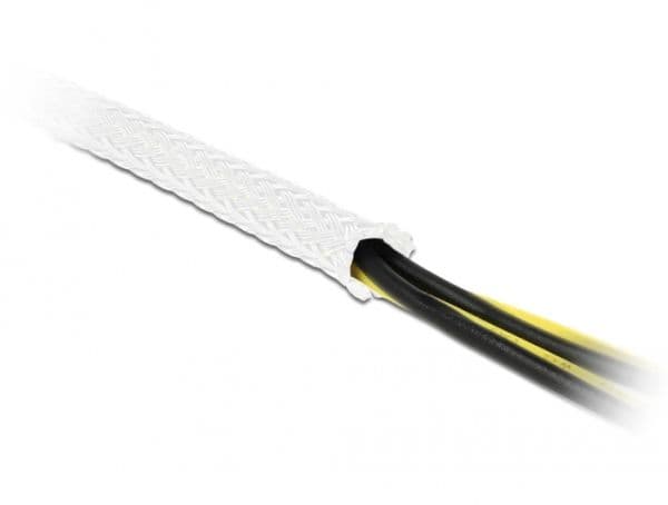 Delock Braided Sleeving stretchable - Utvidgningsbart inflätat kabelfodral - 10 m - vit