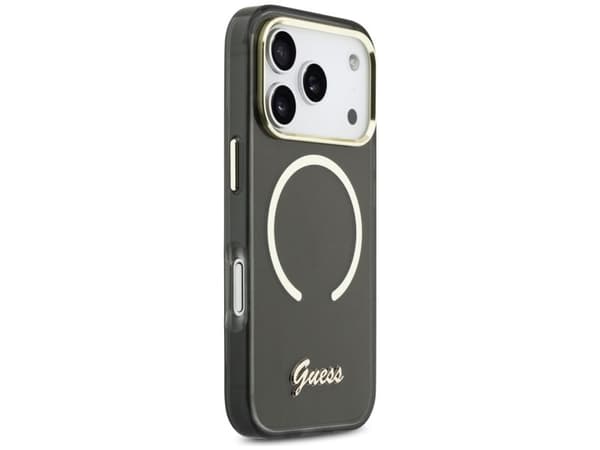 Guess IML Script metall MagSafe-skal till iPhone 17 Pro - svart