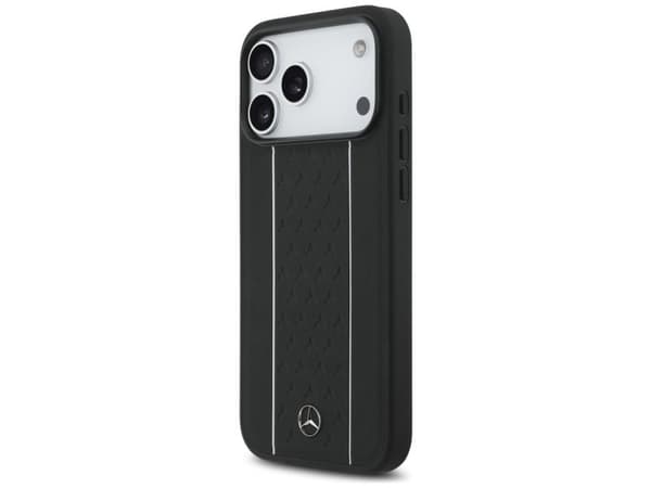 Mercedes Leather Star Pattern Stripes MagSafe Case for iPhone 17 Pro Max - Black