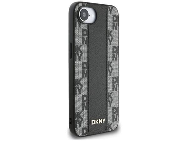 DKNY etui DKNY Leather Checkered mono MagSafe til iPhone 16e svart