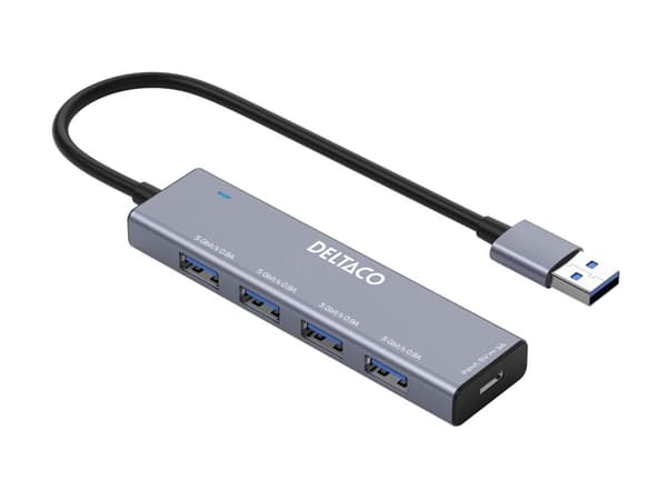 DELTACO - Hub - 5 Gbps, USB-A - 4 x SuperSpeed USB 3.0 - stasjonær