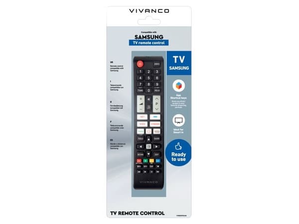 Vivanco VVREMOTESAM, TV, IR trådløs, Tryk på knapper, Sort