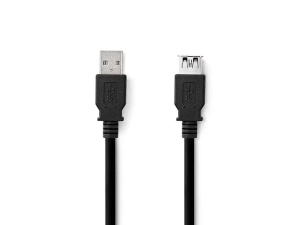Nedis CCGL61010BK20, 2 m, USB A, USB A, USB 3.2 Gen 1 (3.1 Gen 1), 5 Gbit/s, Sort
