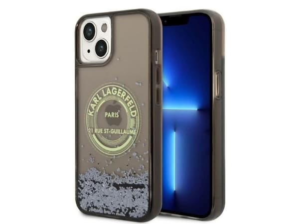 Karl Lagerfeld flytende glitter RSG-deksel til iPhone 14 Plus - sort