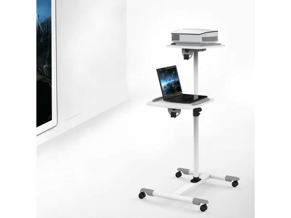 TECHly - Vogn med hjul - for projektor / bærbar PC - tre, stål - grå, hvit