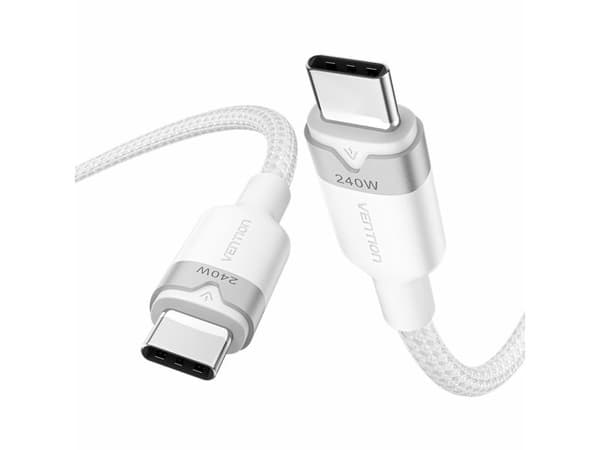 Kabel USB-C do USB-C 2.0 PD 3.1 Vention 5A 240W 2m bialy