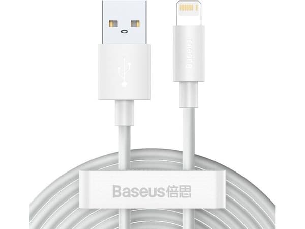 Baseus TZCALZJ-02, Hvit, USB A, Lightning, 1,5 m, Hankjønn, Hankjønn