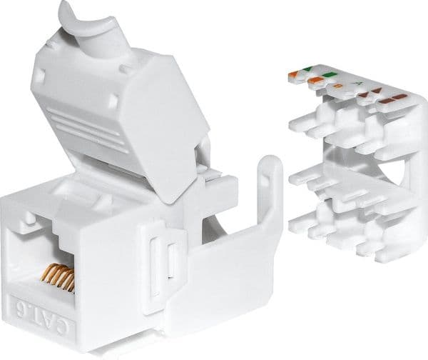 NetRack keystonejack RJ45 kat. 5e UTP utan verktyg, vit