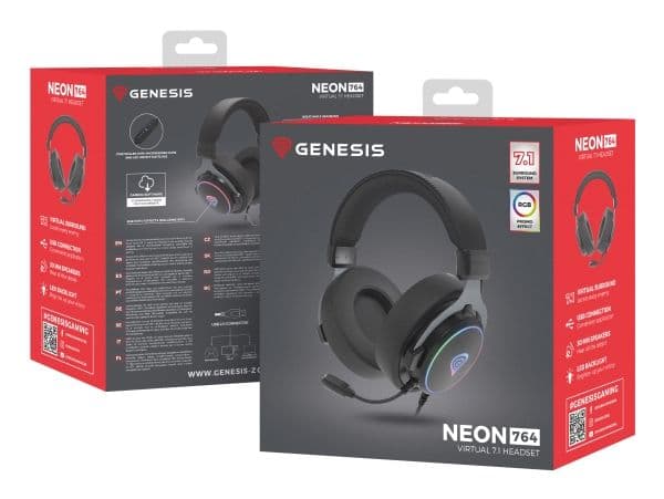 Genesis NEON 764/7.1/USB/Kablet/Stativ/Sort spillhodesett