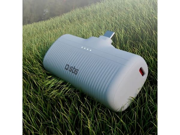 SBS EcoPower 5000 mAh 10W integroidulla USB-C-portilla harmaa
