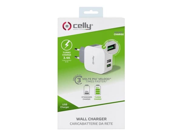 Celly TC2USBTURBO - Strömadapter - 3.4 A (2 x USB)