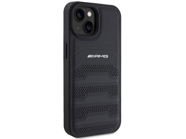 AMG AMHCP15MGSEBK iPhone 15 Plus 6.7" black/black hardcase Leather Debossed Lines