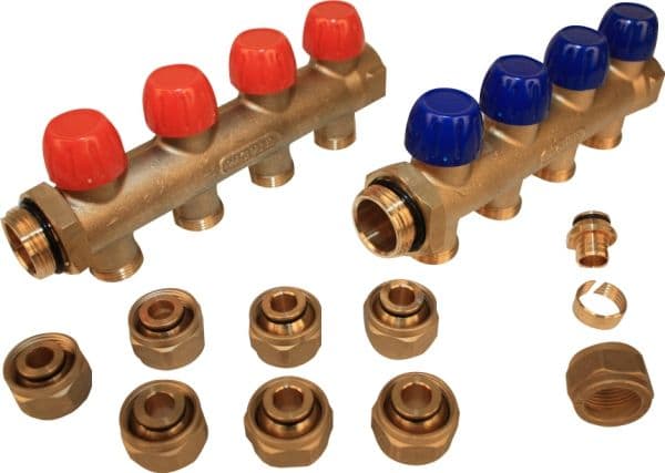 Wavin Tigris Fordelerrørssæt 1" 4vejs Inkl. 20x2,0 mm Pex koblingssæt