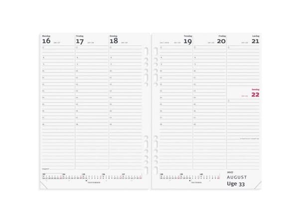 System A5 veckokalender liggande/ stående högformat REFILL 2027