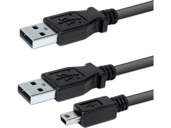 USB-kabel: USB-logo USB-A til microUSB + USB-A 0,6 m sort