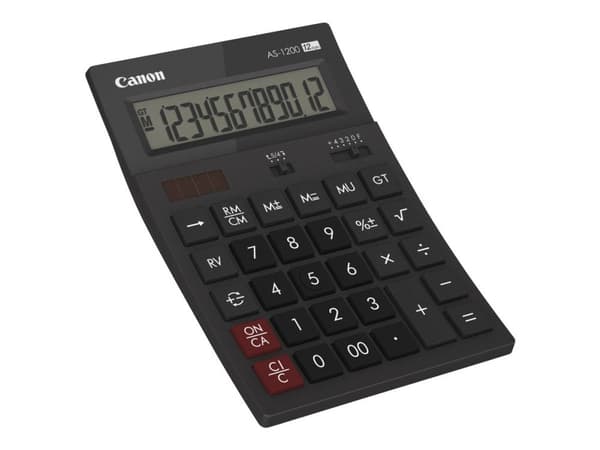 Canon AS-1200 - Skrivbordskalkylator - 12 siffror - solcellspanel, batteri - mörkgrå