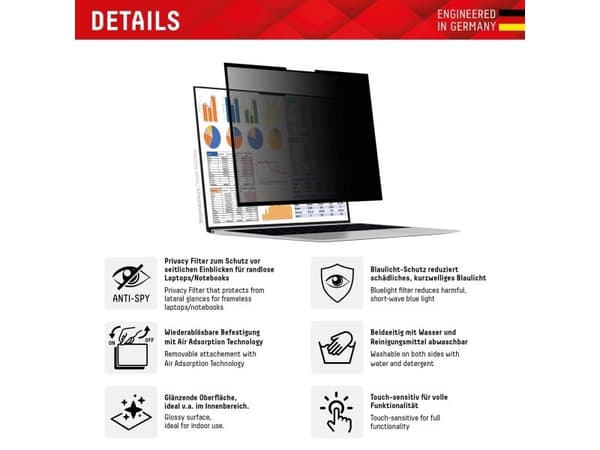 Filtr E.V.I. DISPLEX Privacy Safe Uni (randlos) 16", 16:10