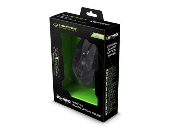 Esperanza MX211 LIGHTNING - Mus - høyrehendt - optisk - 6 knapper - kablet - USB