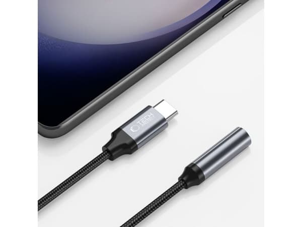 Tech-Protect UltraBoost USB-C / 3,5 mm mini-jack-adapter - svart