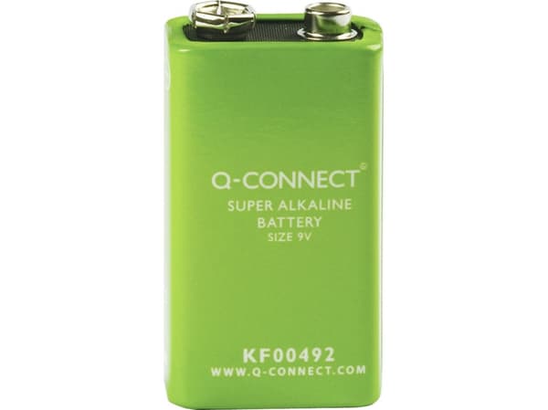 Q-CONNECT 9V, Engångsbatteri, 9V, Alkalisk, 9 V, 1 styck, Grön
