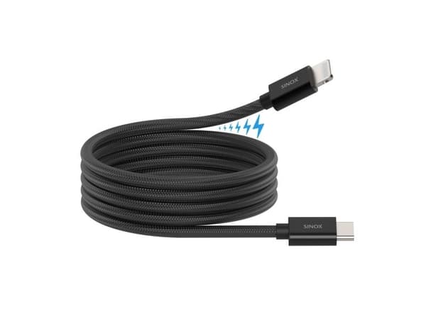 Sinox PRO USB C - Lightning magneettikaapeli. 1m Musta