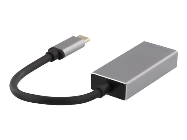 DELTACO USBC-DP2 - Ekstern videoadapter - USB-C - DisplayPort - romgrå