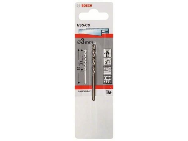 Bosch HSS-Co - Bor - bor - 3 mm - cylindrical - lengde: 61 mm