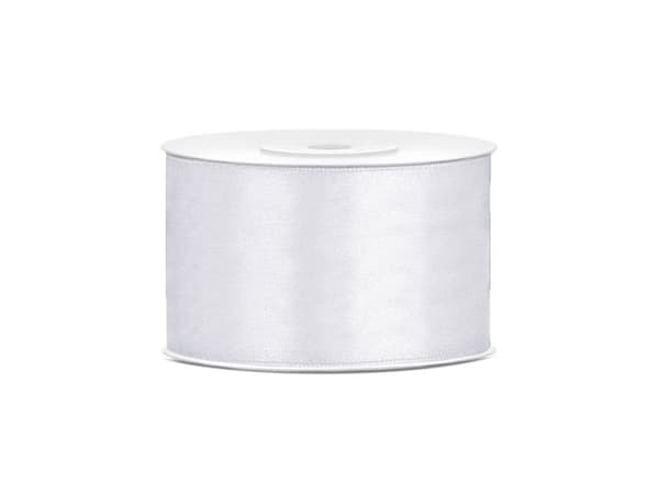 Hvidt satinbånd 38 mm