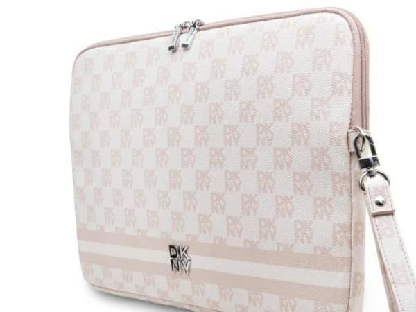 DKNY Sleeve DKCS14PVSHLP 14" rózowy/pink Checkered Pattern Printed Stripes