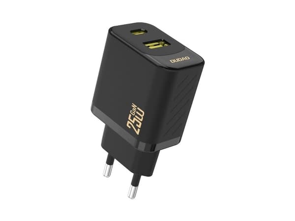Dudao A26TEU Adapter 25Watt GaN 1xUSB-C 1xUSB-A Sort