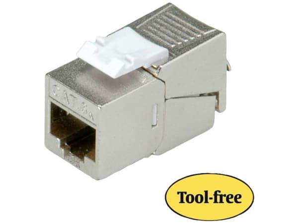ROLINE Keystone Jack, Cat.6a, RJ-45, shielded, toolless, SLIM, silver, Silver