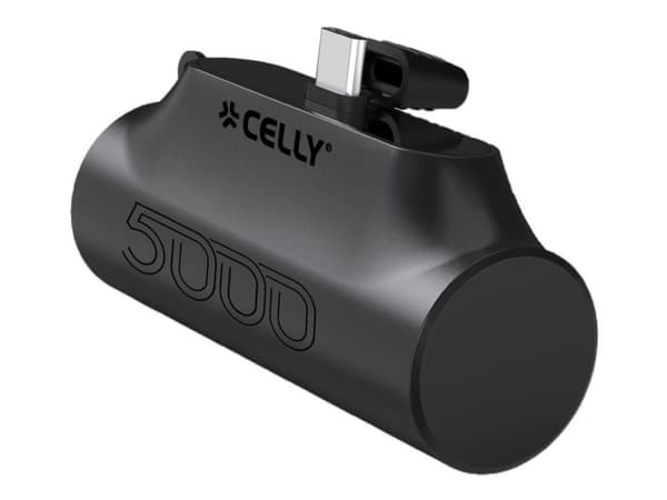 Celly PBC5000 Compact - Strømbank - 5000 mAh - 2.1 A (USB-C) - svart