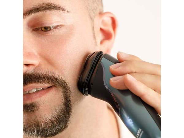 Taurus 3 SIDE WATER SHAVE, Rotations shaver, Sort, Blå, Total Curve Technology, Rustfrit stål, Knapper, Batteri