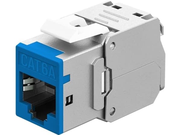 Keystone-modul RJ45 CAT 6A, STP, slank, blå