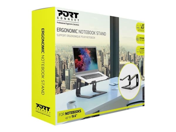 PORT Connect ERGONOMIC NOTEBOOK STAND - Ställ för bärbar dator - 10" - 15.6"