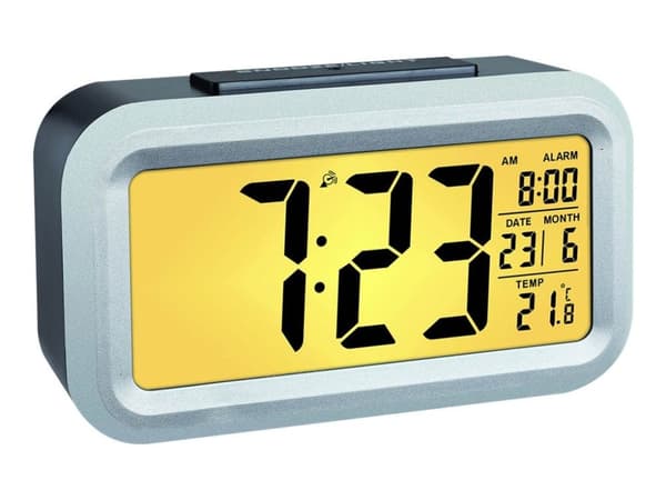 TFA LUMIO PLUS - Väckarklocka - rektangulär - elektronisk - skrivbord - Black silver