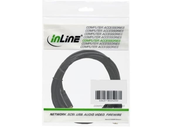 InLine 4043718111077, 5 m, USB A, USB A, USB 2.0, Hankjønn/hunkjønn, Svart